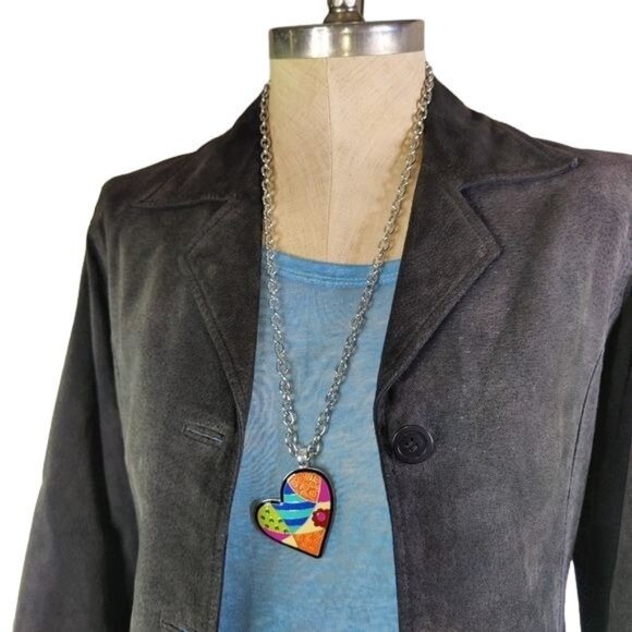 Will Smith Black Suede Leather Jacket Blazer Size Petite Small Fully Lined - Picture 4 of 10